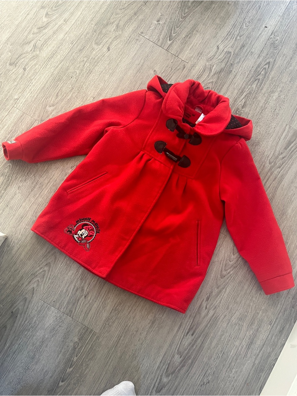 Disney Red Hooded Toggle Coat with Minnie Mouse Patch - Picture 4 of 4
